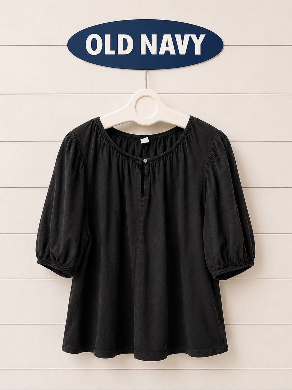 OLD NAVY Black Puff Sleeve Top XL